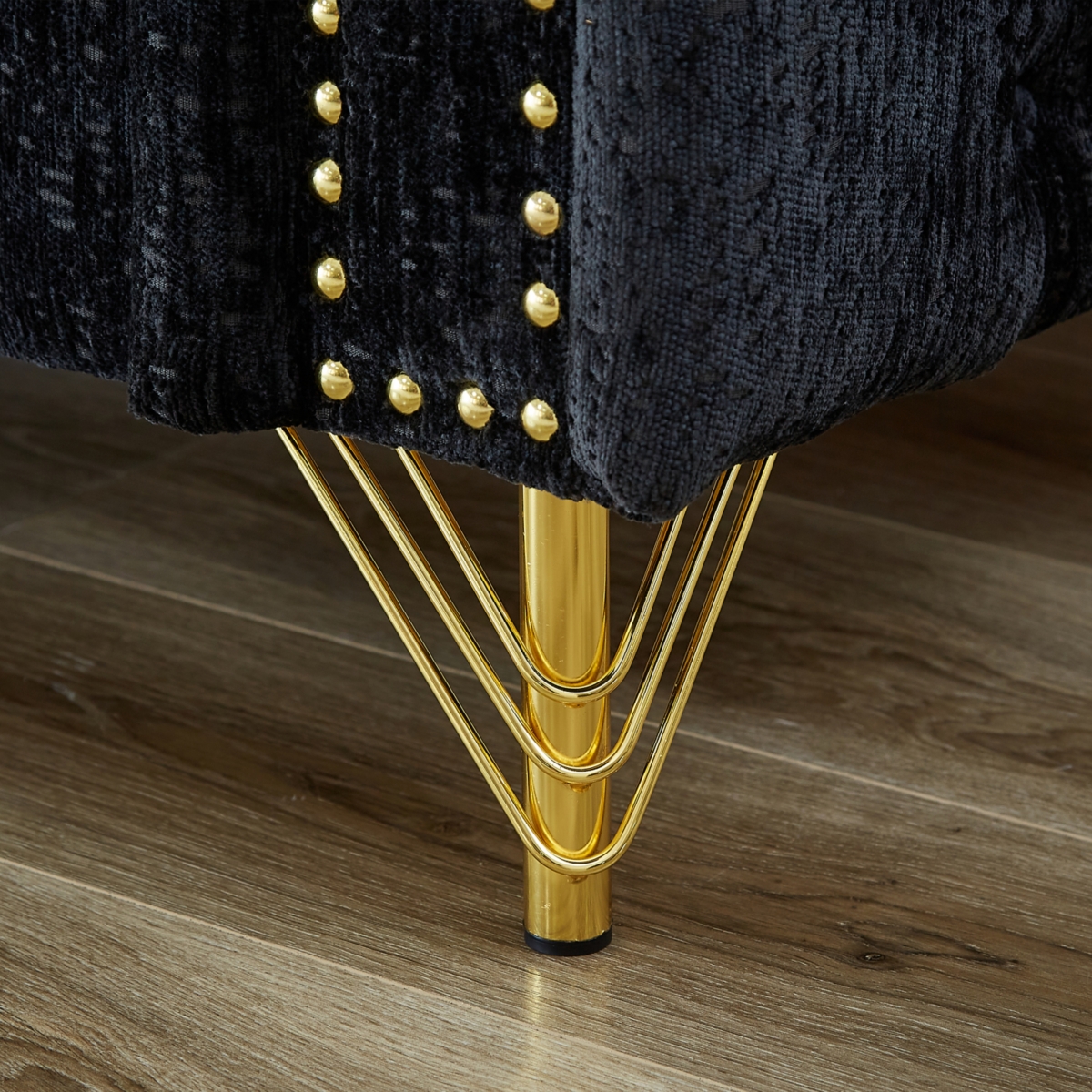 Streamdale Furniture Chenille Pull Buckle Design Sofa for Living Room, Buttons Tufted With Copper Nail Decoration Armrest, Modern Couch Upholstered Bu