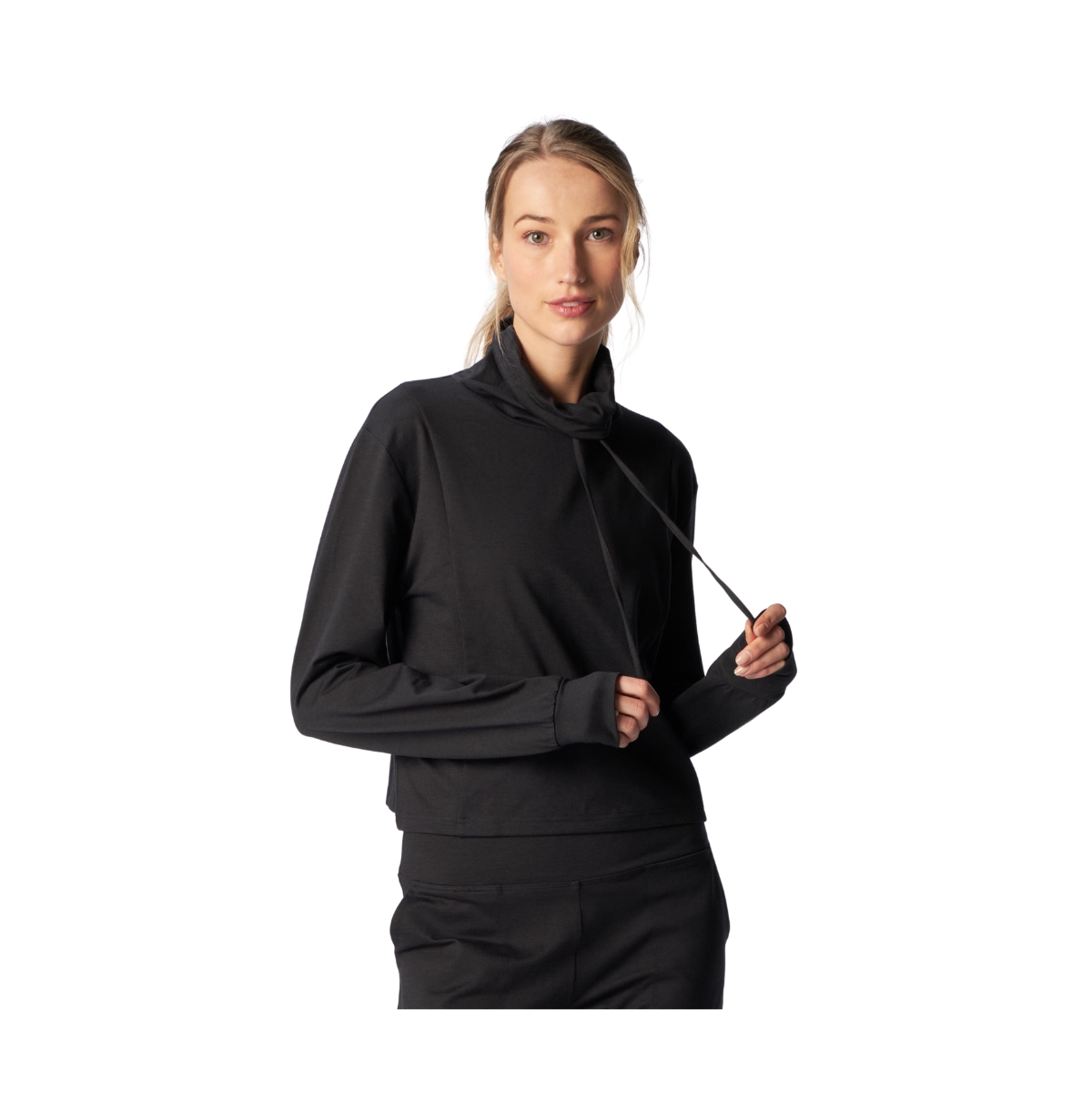 Women's G Lifestyle Soft Cozy Funnel Neck Top - Black
