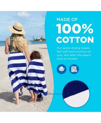 Striped Towel - Absorbent, 100% Cotton Towels - Oversized Towels for Beach Essentials - Quick-Dry Swimming Towels - Soft Towels with Striped Design - 32" x 62", (2 Pack)