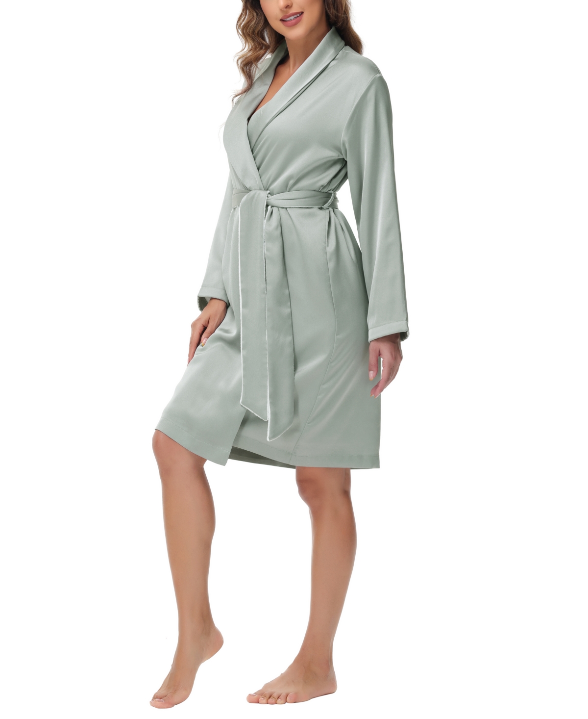 Madison Park Madision Park Women's Gift Packed Satin Shell Fleece Lined Robe