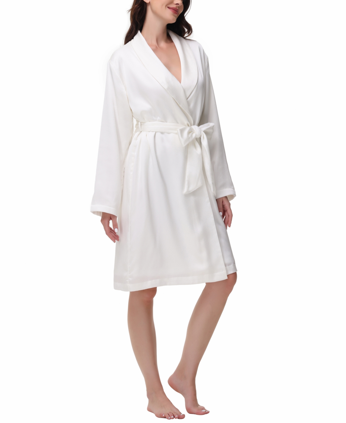 Madison Park Madision Park Women's Gift Packed Satin Shell Fleece Lined Robe
