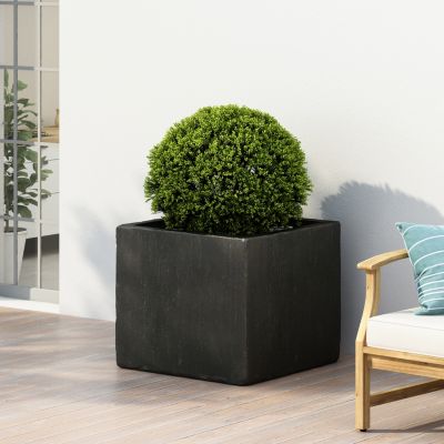 Sleek Square Cast Stone Planter Elevate Your Outdoor Oasis