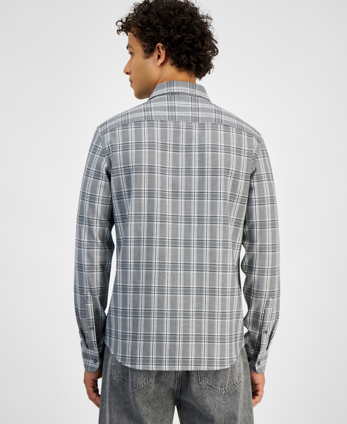 Michael Kors Men's Slim-Fit Stretch Prince of Wales Check Button-Down Shirt