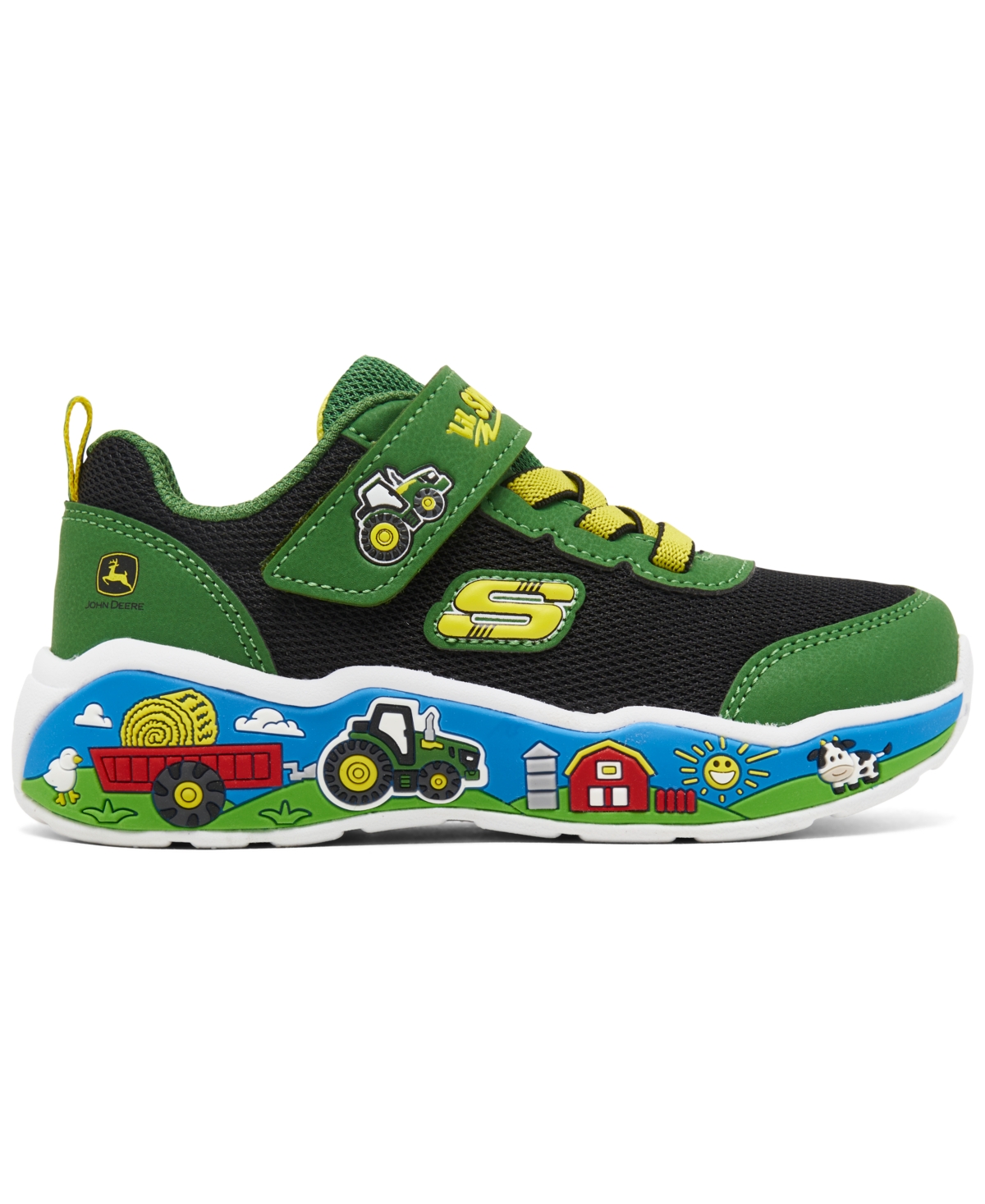 Skechers Toddler Boys John Deere: Play Scene - Barn-Squad Buddies Fastening Strap Casual Sneakers from Finish Line -Black