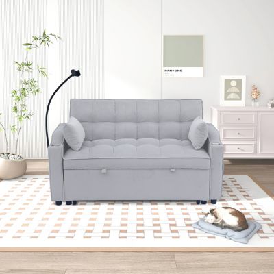 Modern Velvet 3-in-1 Loveseat Sofa with Pullout Bed