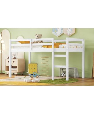 Twin Loft Bed with Ladder and Strong Slats.