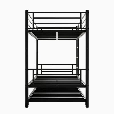 Twin Bunk Bed with Trundle, Metal, Noise Free, Black