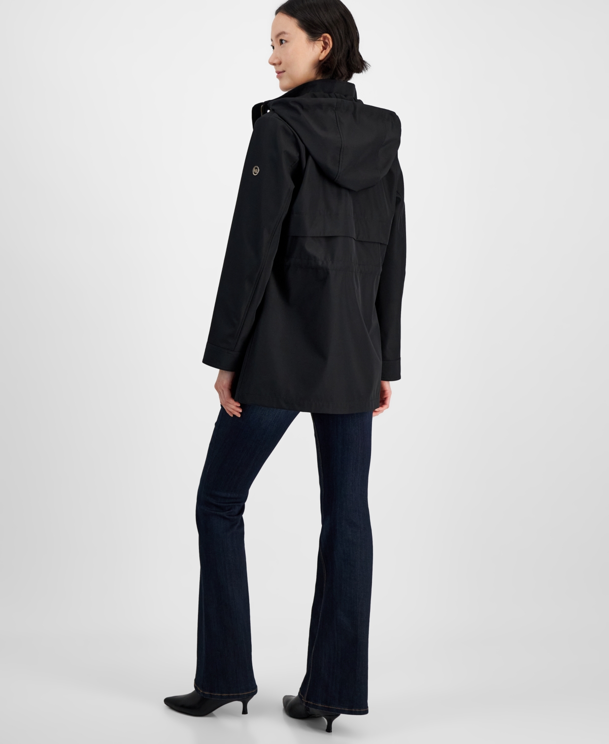 Michael Kors Michael  Women's Hooded Water-resistant Anorak Coat In Black