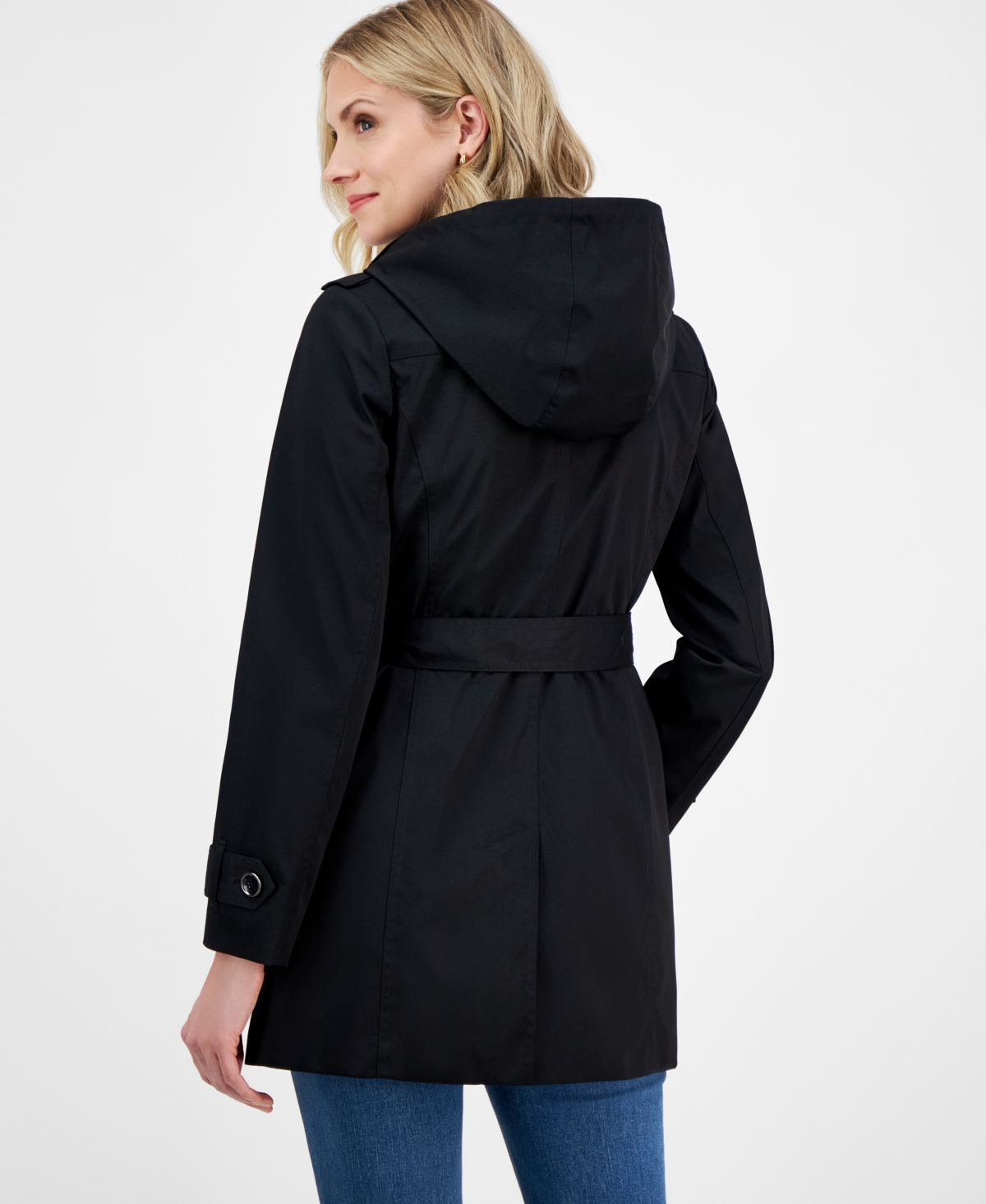 MICHAEL KORS MICHAEL MICHAEL KORS PETITE SHORT DOUBLE-BREASTED BELTED TRENCH COAT 