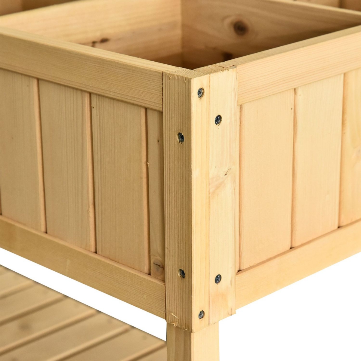 Streamdale Furniture 43x18x30in Raised Garden Bed with 8 Pockets and Shelf, Wooden Elevated Planter Box with Legs to Grow Herbs, Vegetables, and Flowe