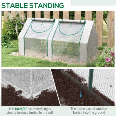 6' x 3' x 3' Portable Greenhouse, Garden Green House with 2 PE/Plastic Covers, Steel Frame and 2 Roll Up Windows, Clear