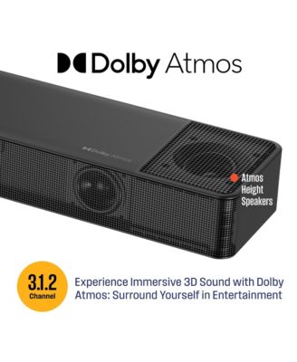 3.1.2 Channel All-in-One Soundbar with Dolby Atmos and Dolby Digital Plus, Built-in Subwoofer and Dolby Atmos Height Speakers, Bluetooth and is Roku TV Ready
