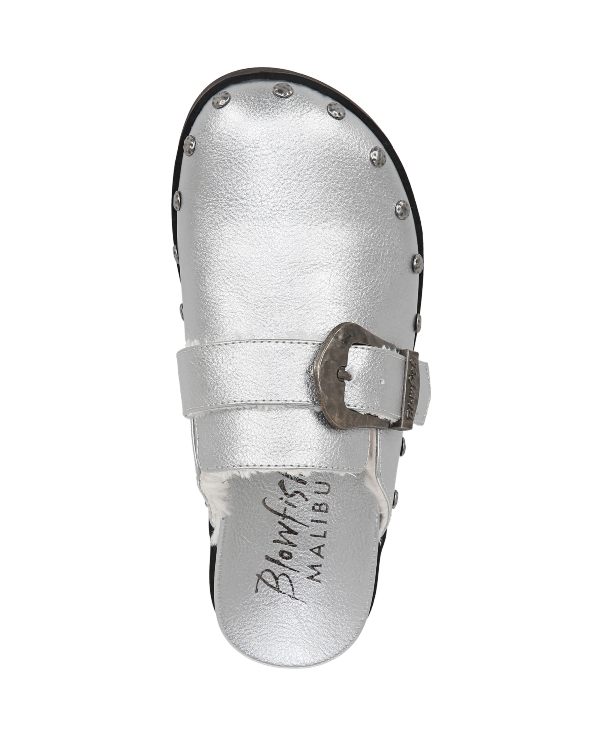 Blowfish Malibu Women's Skylar Cozy Slip On Clogs In Pewter Metallic Faux Leather