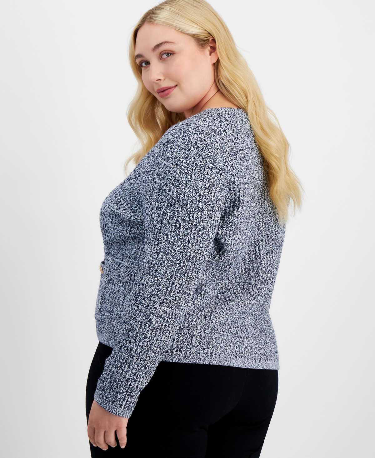 On 34th Trendy Plus Size Cotton Button-Front Cardigan, Created for Macy's