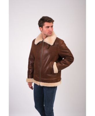Men's Leather Sheepskin Jacket, Brown, Created for Macy's