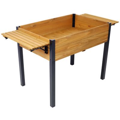 Streamdale Elevated Metal-Leg Planter Box for Herbs, Veggies, and Flowers 52.7x23.6x29.5 inches