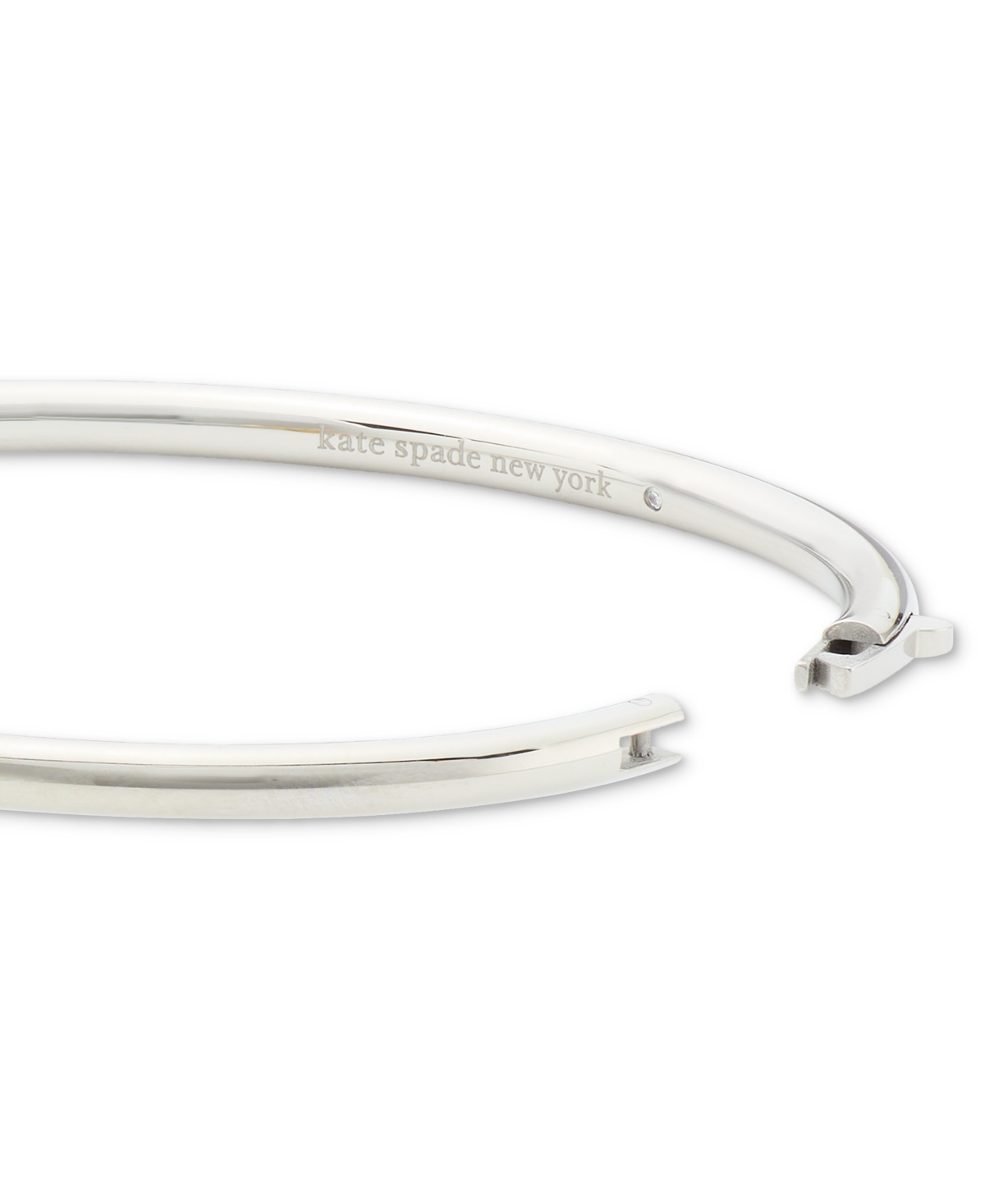 Kate Spade Logo-engraved Thin Bangle Bracelet In Silver Gol