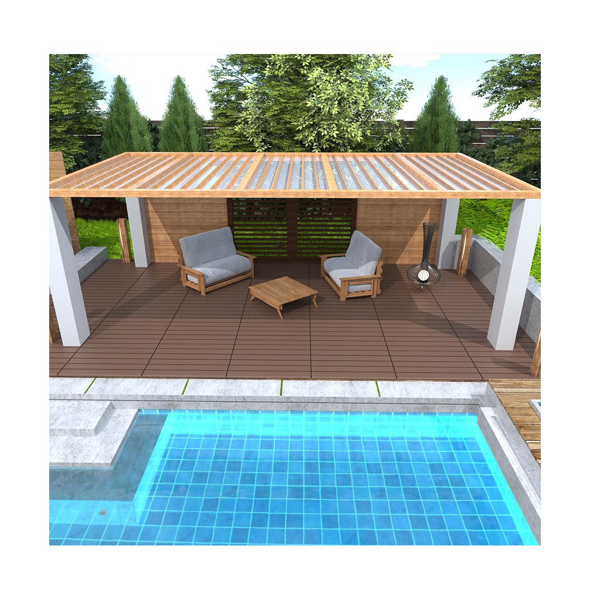 Streamdale Furniture 2FT Patio Deck Tiles, Diy Module Interlocking Decking Tiles Floor Tile, Easy and Quick Installation Court Tiles for Porch Poolsid
