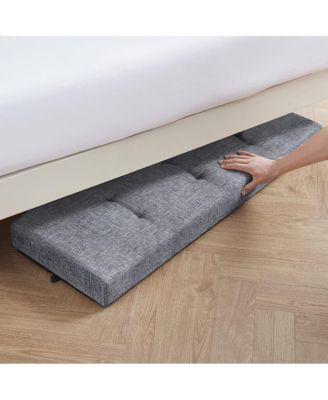 Foldable Tufted 43 Inch Long Linen Bench Storage Ottoman with Legs