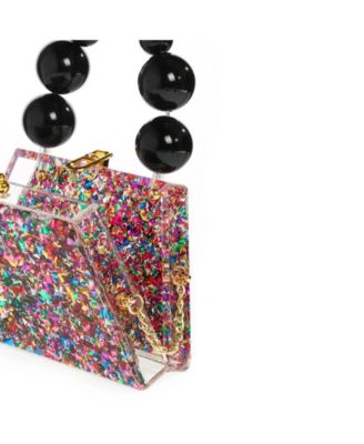 Forever Love confettie Top Handle Acrylic Clutch