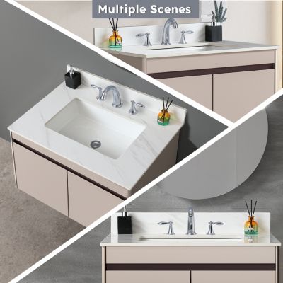 31" Marble 4" Backsplash – Sintered Stone, Pre-Drilled Faucet Hole Vanity Top with Undermount Sink