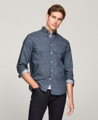 Tommy Hilfiger - Men's Long Sleeve Button-Down Floral Flex Poplin Shirt