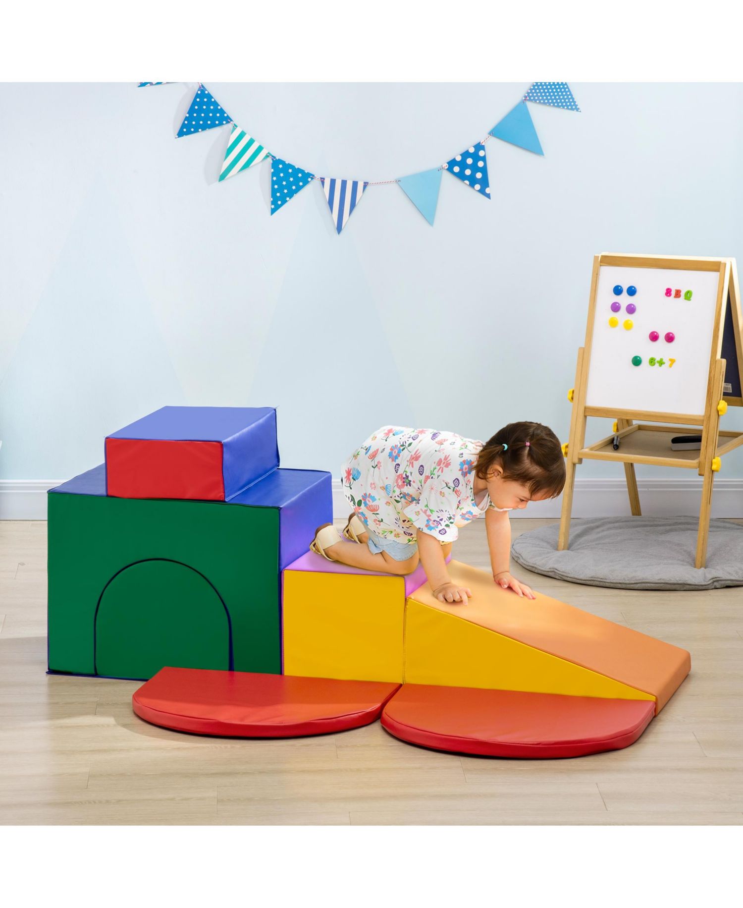 Детское мягкое игровое оборудование Simplie Fun из 7 предметов, Скалолаз для творчества и поиска формы, с легко моющейся поверхностью, Игрушка для лазания для малышей, Разноцветная.