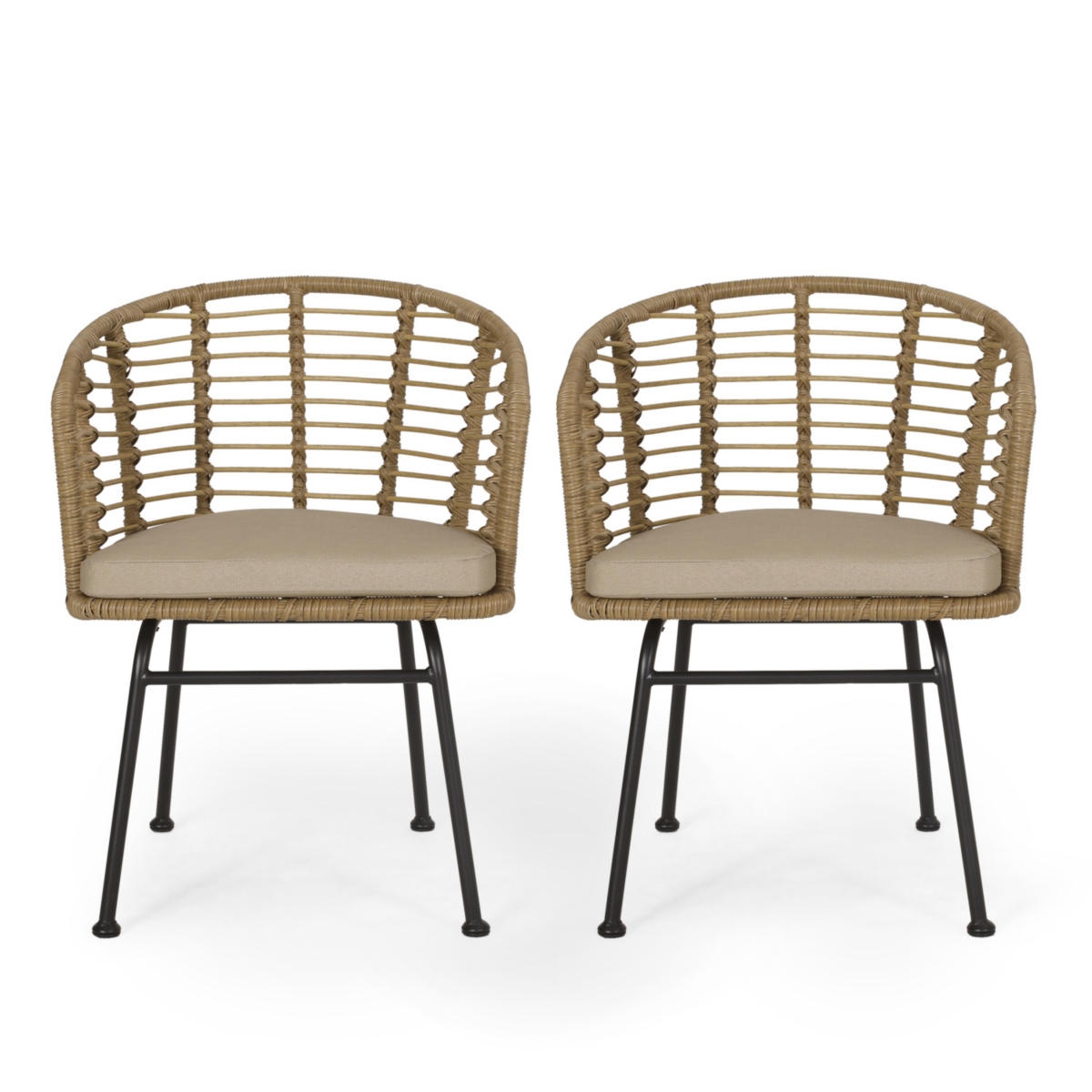 Modern Wicker Chair With Angled Legs And Water-Resistant Cushions