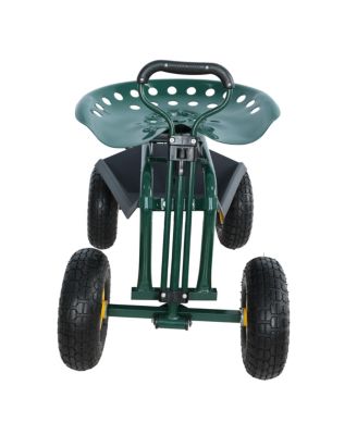 Streamdale Garden Trolley Rolling Stool with Handle and Tray