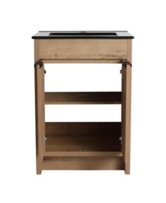 24" Freestanding Vanity with Black Ceramic Sink