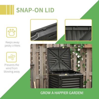 Garden Compost Bin 80 Gallon Outdoor Large Capacity Composter Fast Create Fertile Soil Aerating Box, Easy Assembly, Black