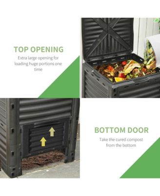 Garden Compost Bin 80 Gallon Outdoor Large Capacity Composter Fast Create Fertile Soil Aerating Box, Easy Assembly, Black