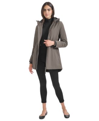 Womens Hooded Faux-Fur-Lined Anorak Raincoat