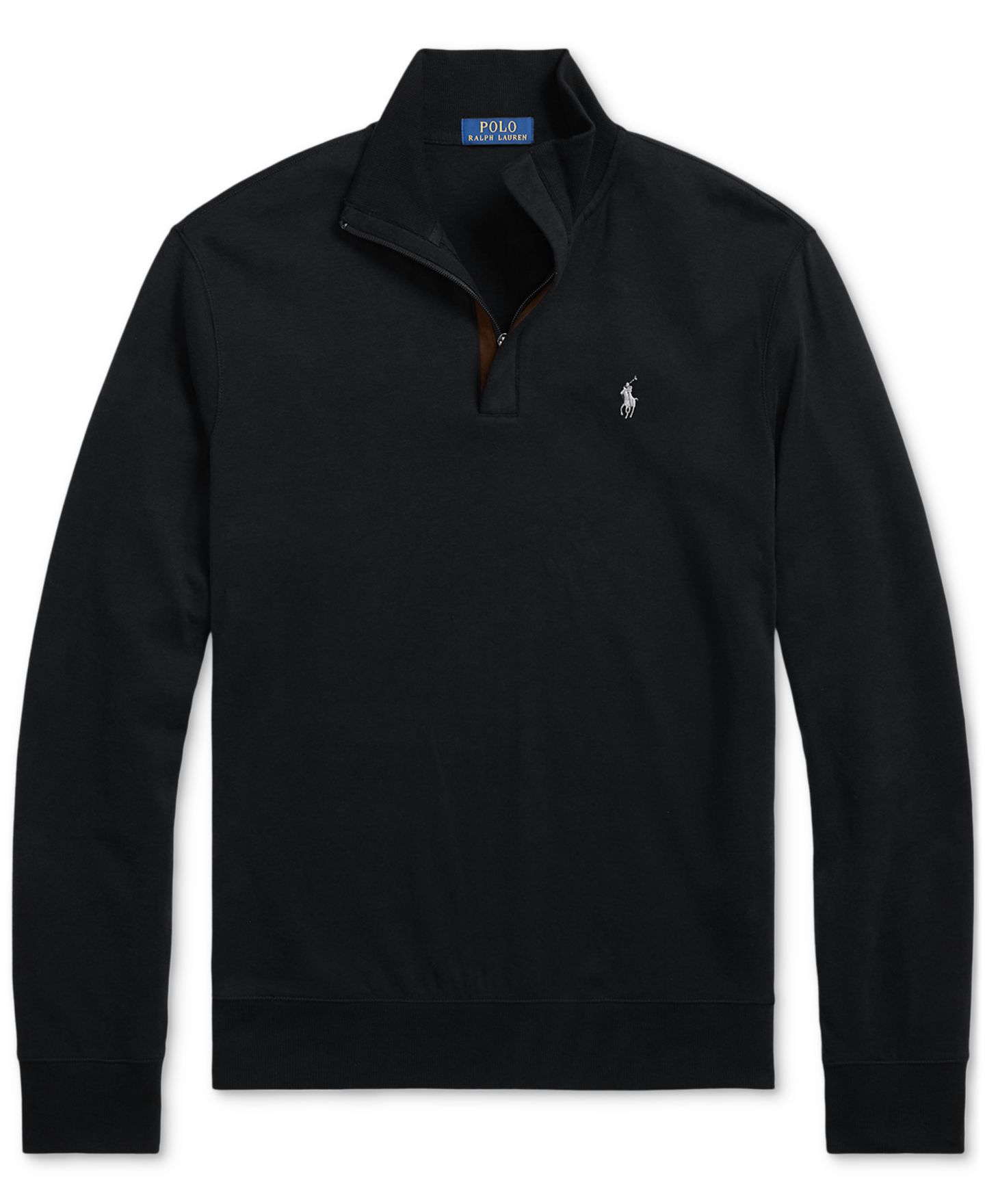 Мужской свитер Polo Ralph Lauren Big & Tall Luxury Jersey Quarter-Zip, цвет: Чёрный — фото 1