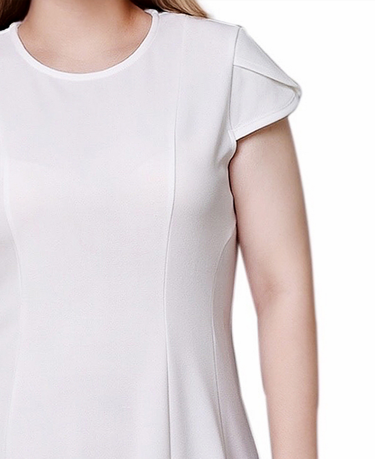 Ny Collection Women's Chiffon Sleeve Scuba Dress In White