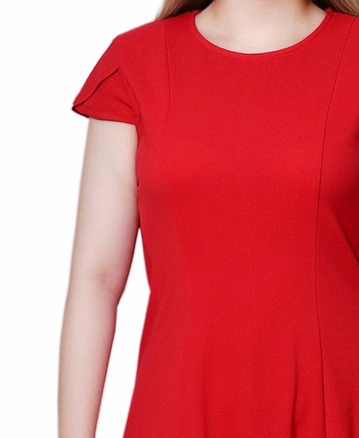 Ny Collection Women's Chiffon Sleeve Scuba Dress In Fire Red