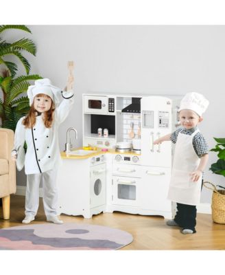 Large Play Kitchen with Full Set of Appliances for a Modern Day Pretend Kitchen, Tons of Storage, Corner Play Kitchen Set with Sound Effect, Educational Pretend Role Playset Game