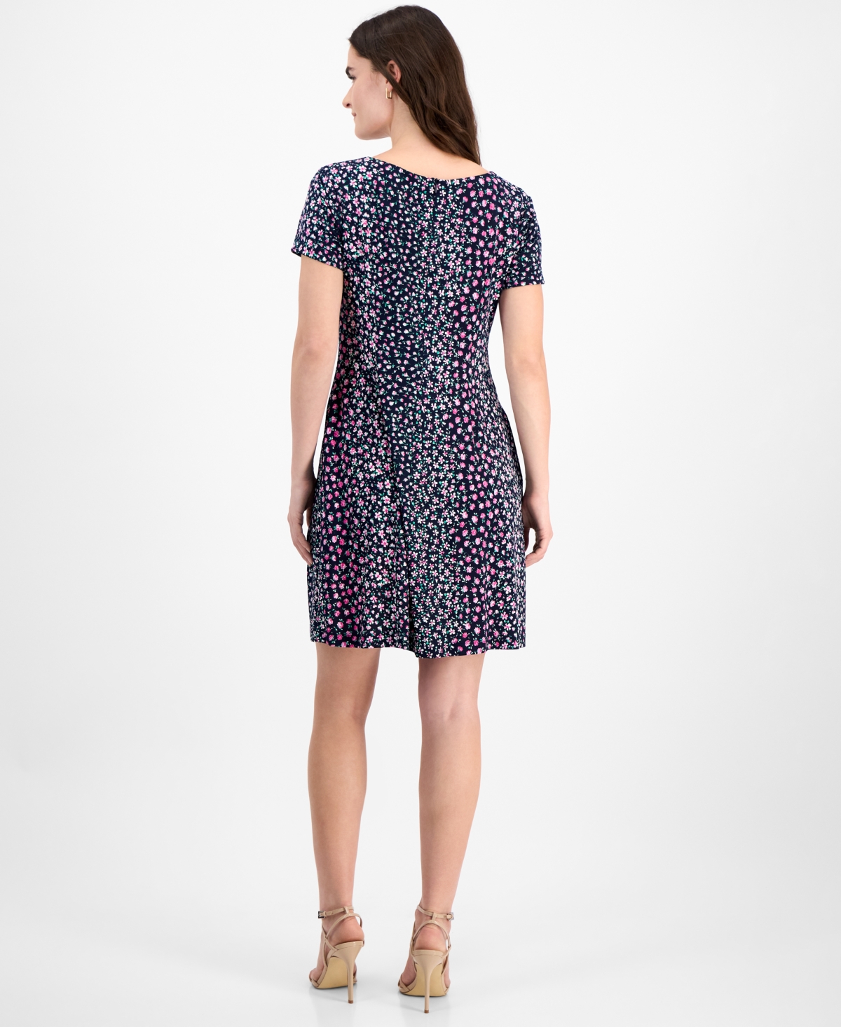 Connected Women's Floral-Print Short-Sleeve Mini Dress