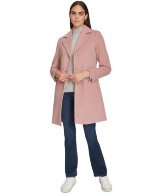 Womens Single-Breasted Wool Blend Coat
