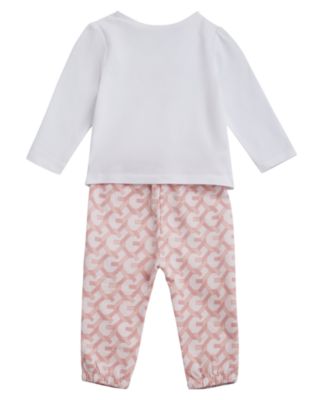 Baby Girl Long Sleeve T-Shirt and Baby Terry Pant, 2-Piece Set