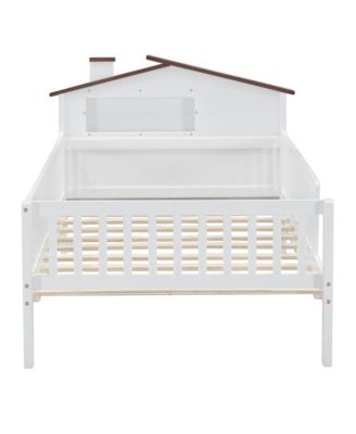 Twin Platform Bed with House Headboard and Storage