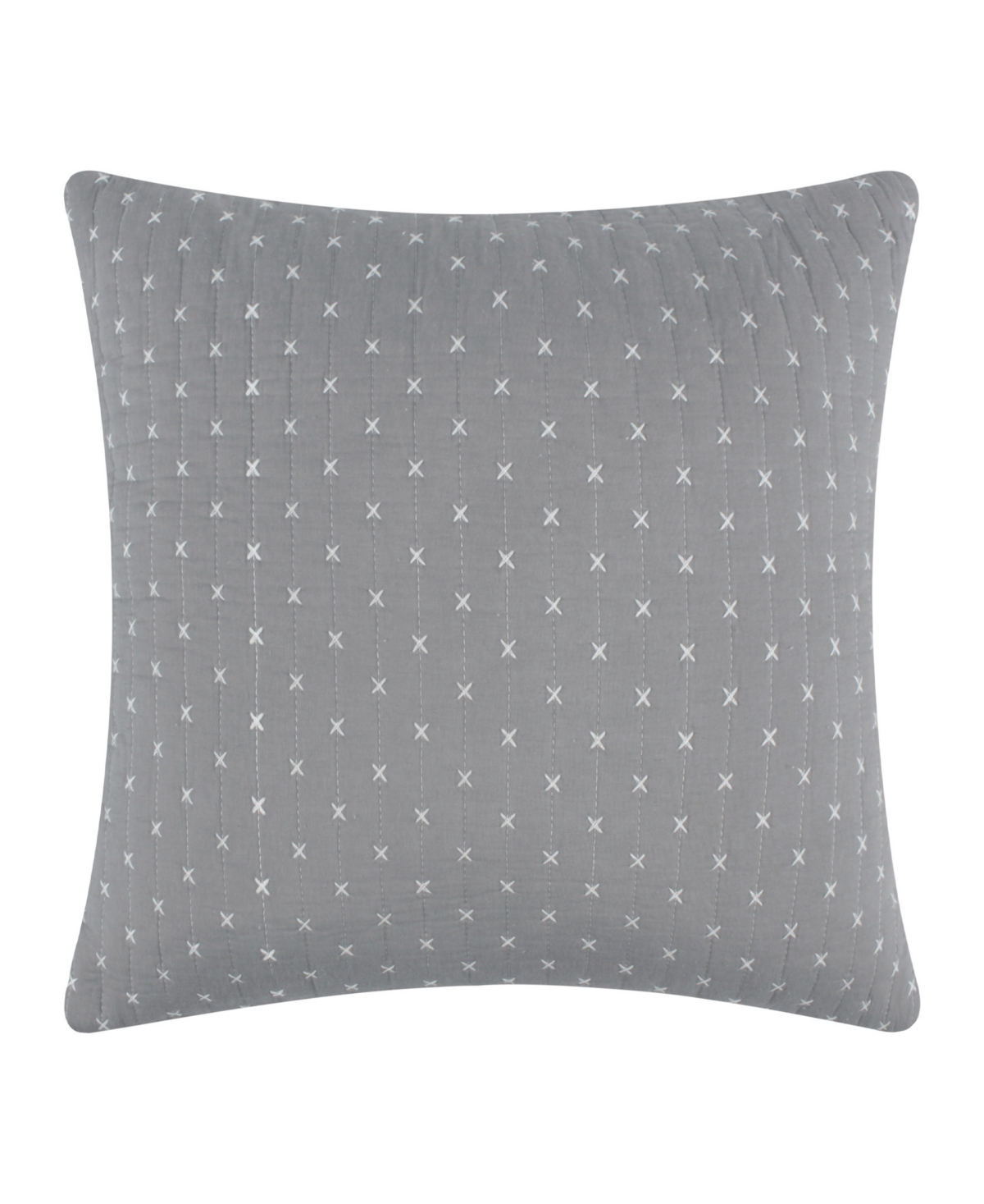 Levtex Cross Stitch Quilted Decorative Pillow, 18" X 18" In Grey
