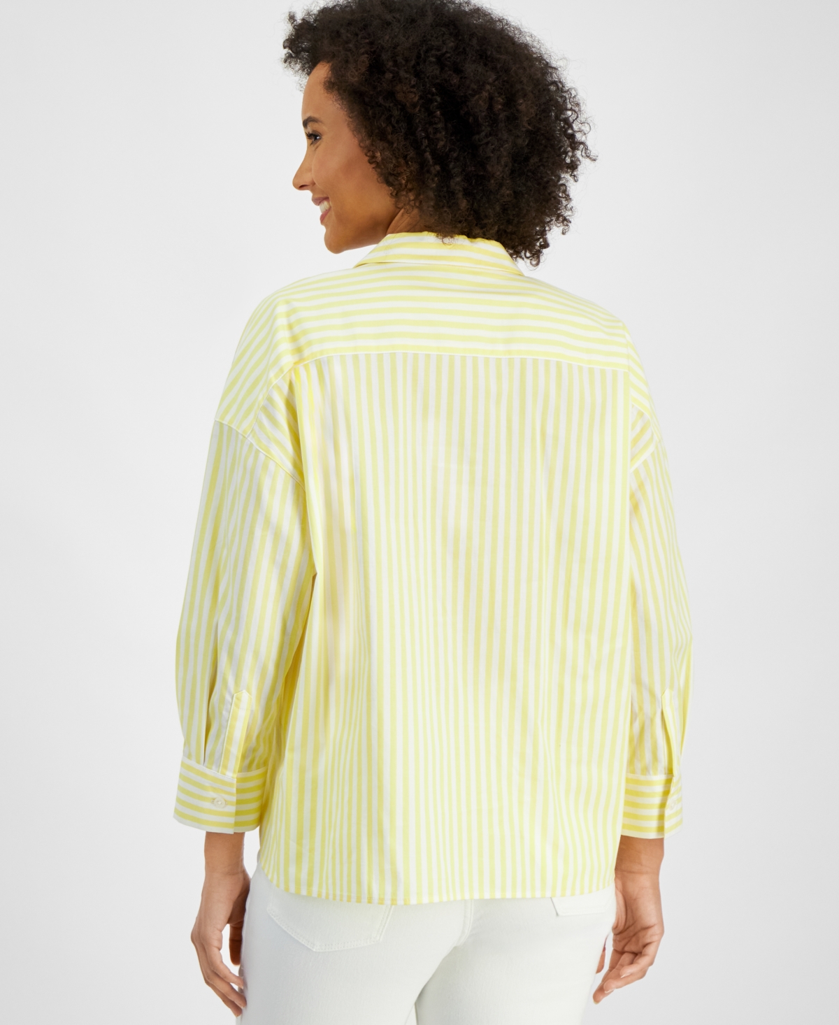 Nautica Jeans Women's Port Stripe Cotton Collared Blouse