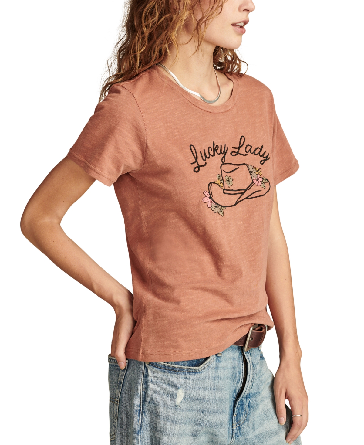 Lucky Brand Women's Cotton Feelin' Lucky Classic Crewneck Tee