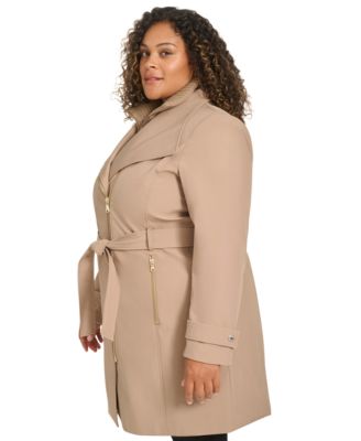 Plus Size Belted Long-Sleeve Wrap Coat, Created for Macy's