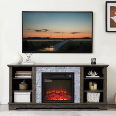 Modern TV Media Stand with Electric Fireplace
