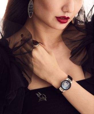 Eco-Drive Women's Disney Villains Maleficent's Charm Black Leather Strap Watch 30mm Boxed Set