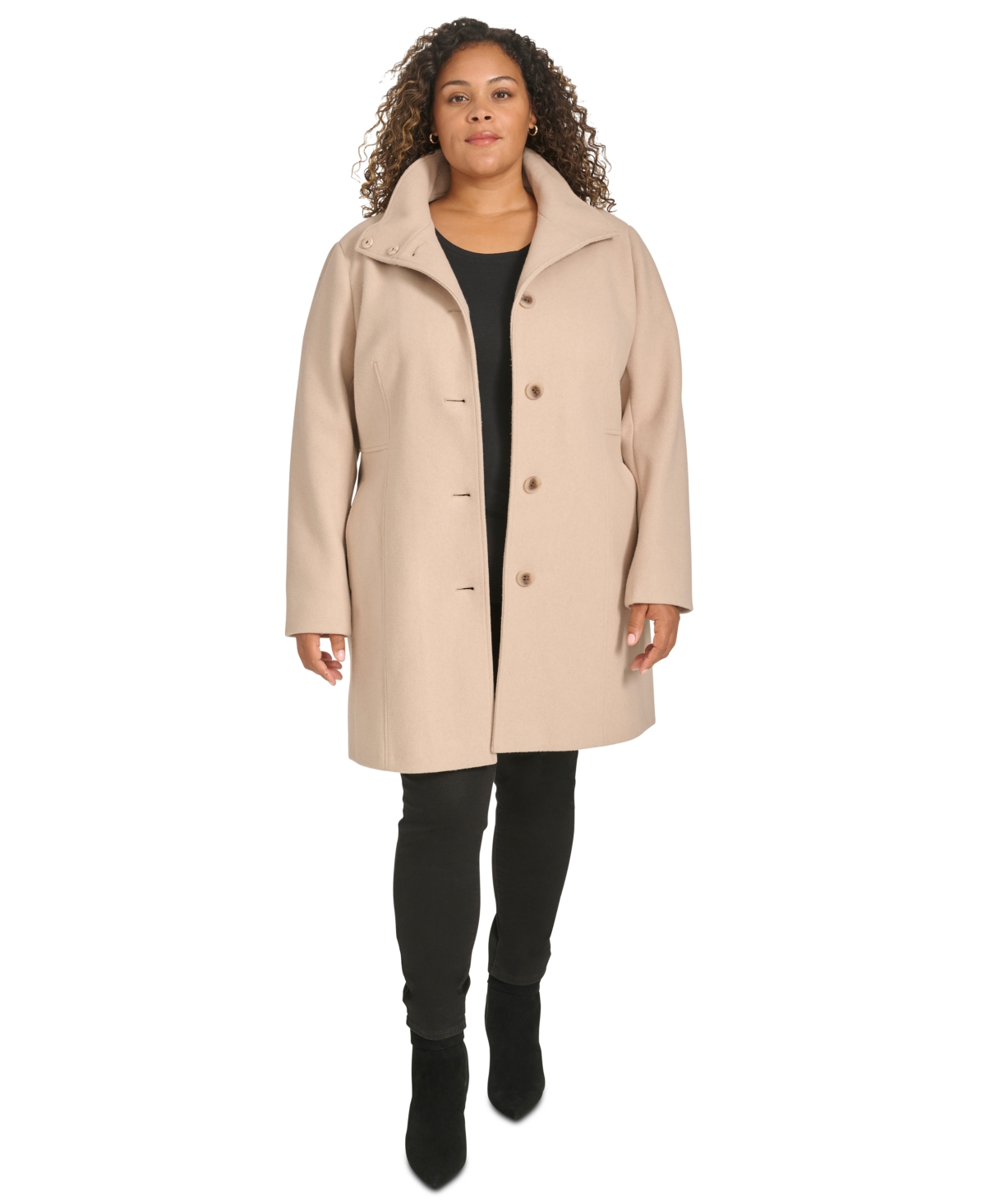 CALVIN KLEIN WOMENS PLUS SIZE WALKER COAT, CREATED FOR MACYS 