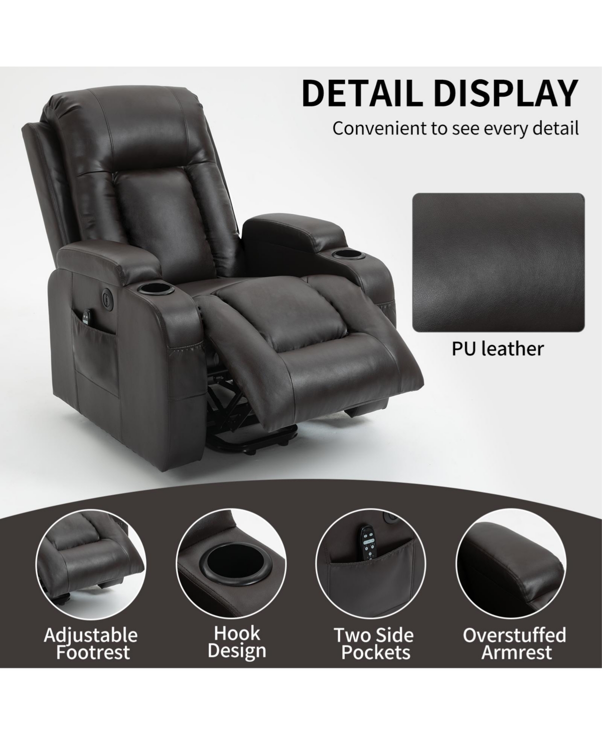 Streamdale Furniture Infinite Position Up to 350 Lbs Power Lift Recliner Chair for Elderly, Heavy Duty Motion Mechanism with 8-Point Vibration Massage