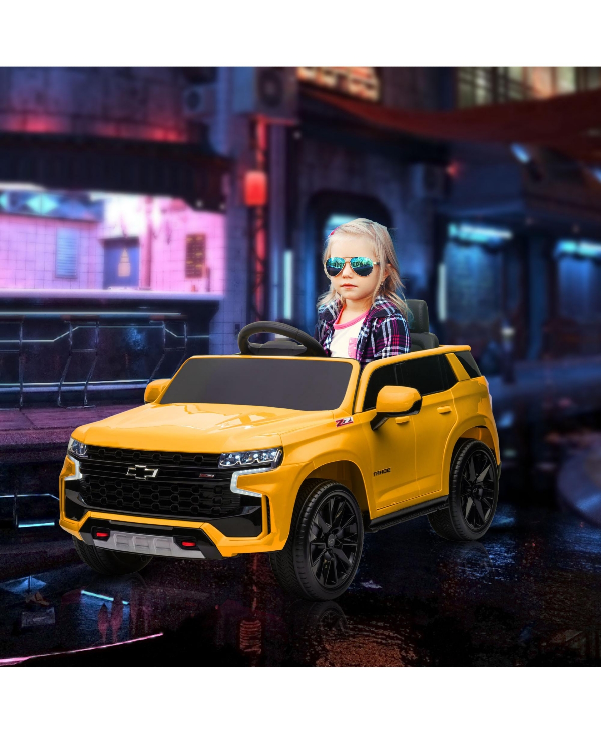 Streamdale Furniture Chevrolet Tahoe Licensed Kids Ride on Car, 12V Battery Powered Kids Electric Car with Remote Control, 4-wheeler Suspension, Music